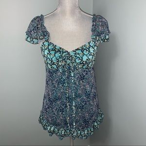 SPICY SUGAR flower detailed tank top blouse women’s size medium summer resort